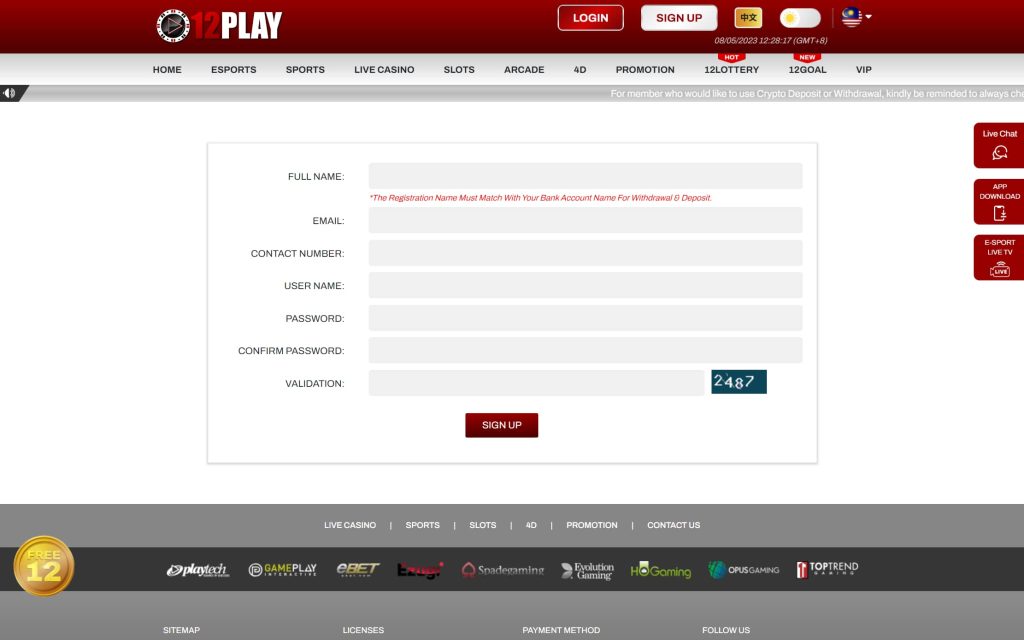 12play baccarat sign up