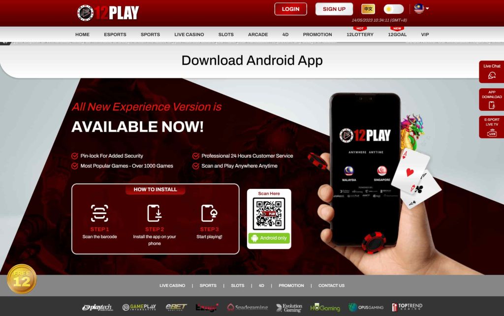 Malaysian casino mobile apps - 12play
