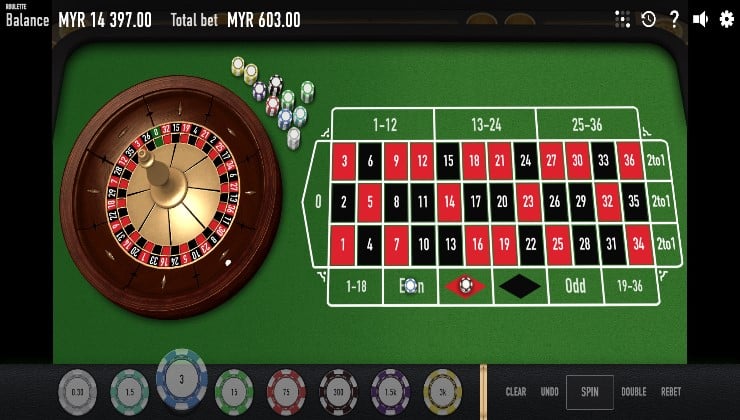 A demo version of Roulette Nouveau in-play at 12Play