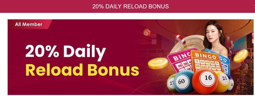 UEA8 20% Daily Slots Reload Bonus