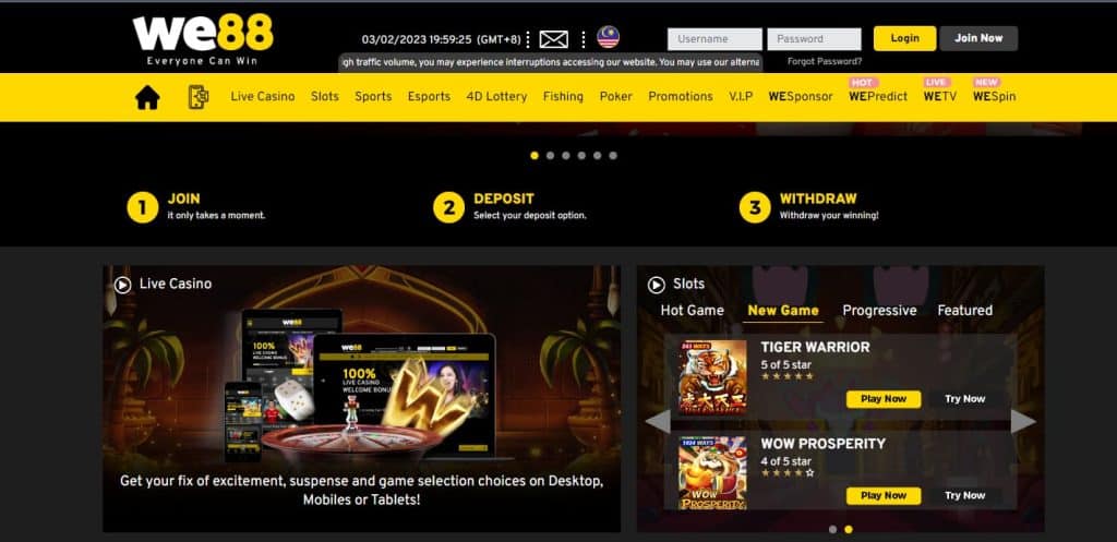 we88 malaysia online gambling screenshot