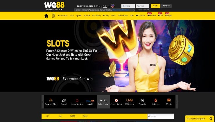 A section of the WE88 online casino site