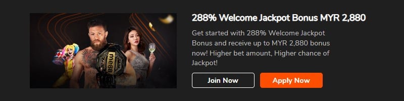me88 288% Welcome Jackpot Bonus