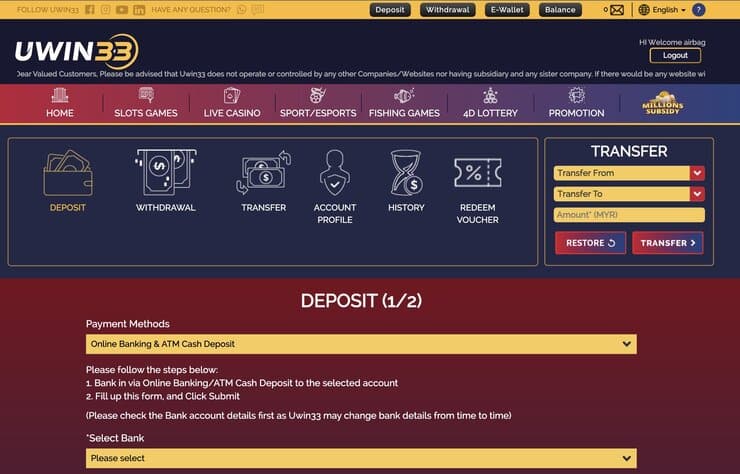 Uwin33 Malaysia Deposit