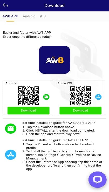 Downloading the AW8 mobile app