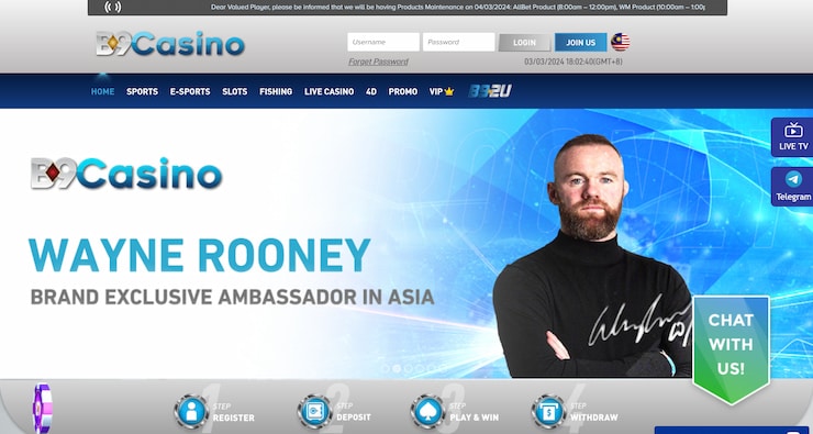 B9 Casino sports homepage
