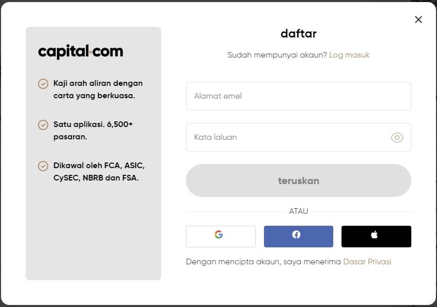 Daftar Akaun Capital.com