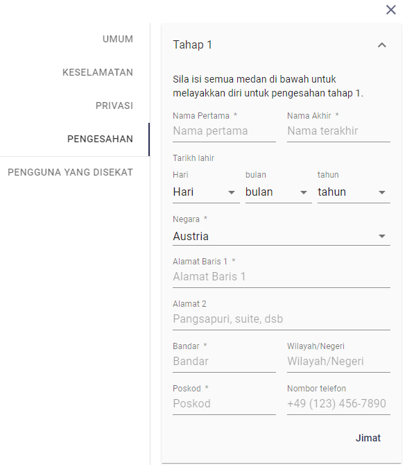 Sahkan akaun anda Roobet