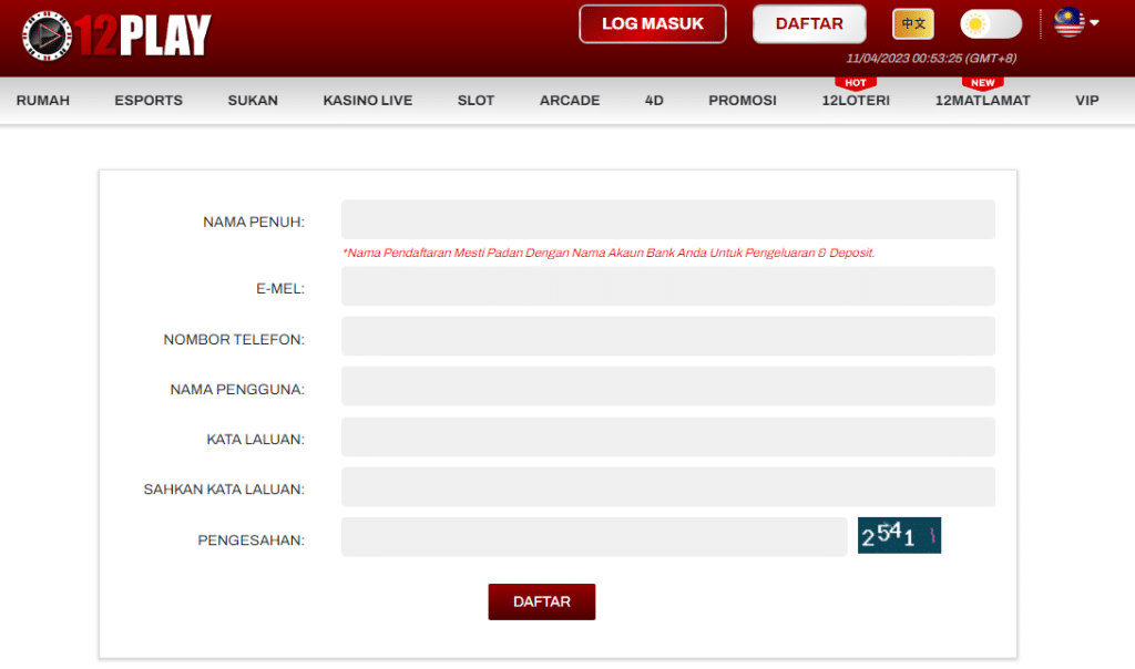 Buat akaun 12Play