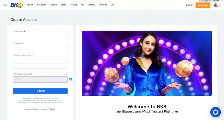 Register at BK8 Step 2