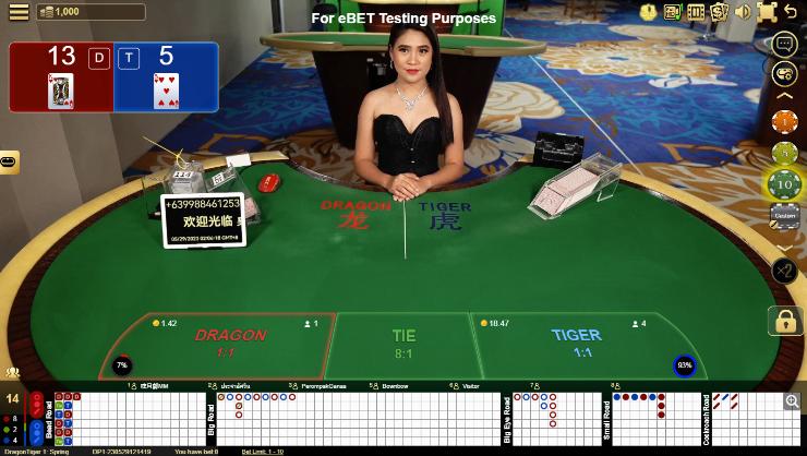 eBet Live Casino Malaysia - Dragon Tiger