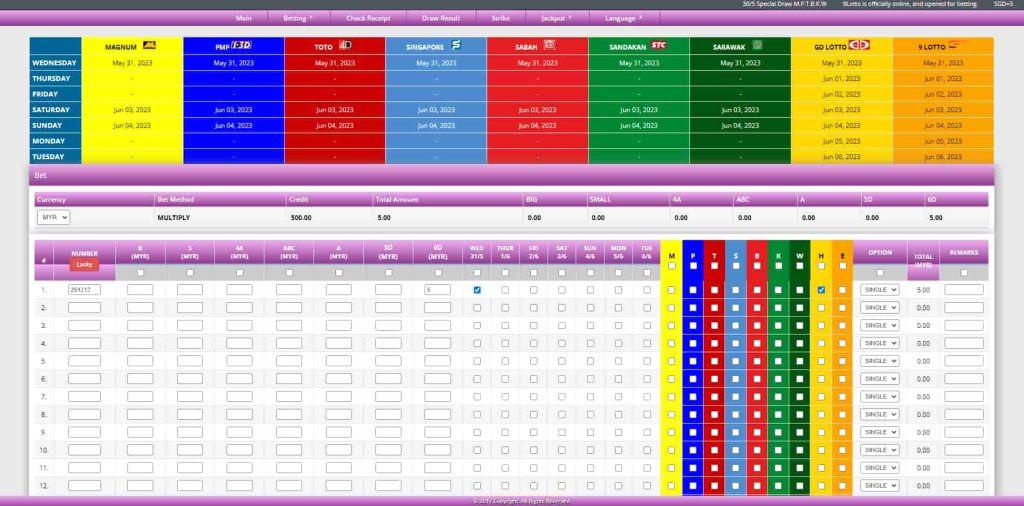 grand dragon lotto betting