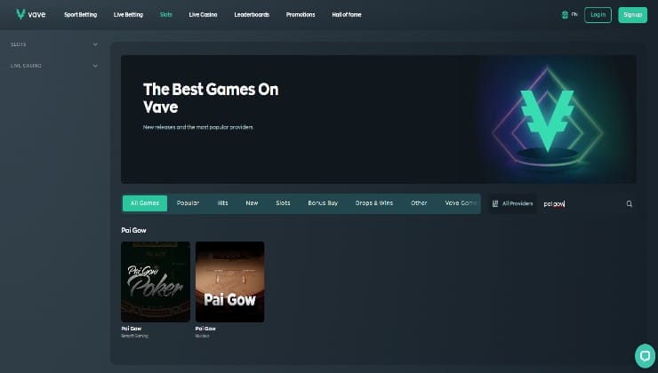The two Pai Gow games available at Vave Casino