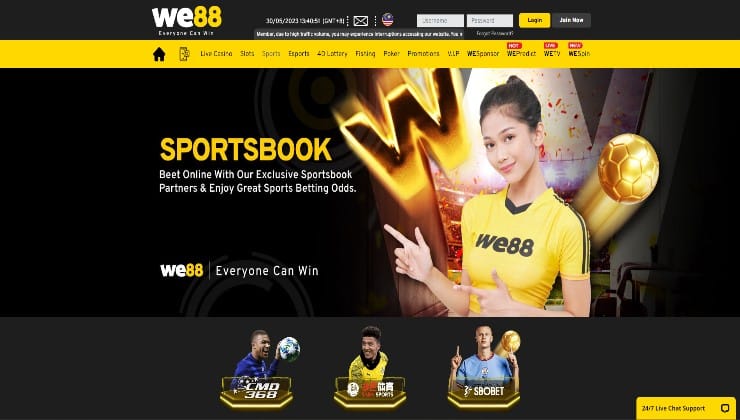 WE88 sportsbook home page