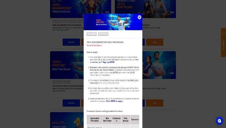 An intriguing offer for sports bettors at 96M