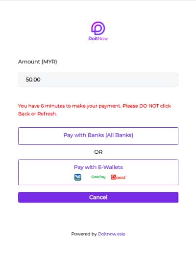 DuitNow Casinos - Deposit Confirm