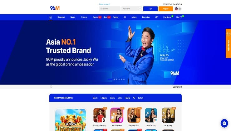 The homepage of the 96M site