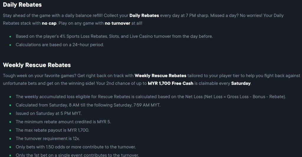 GemBet Rebate Bonuses