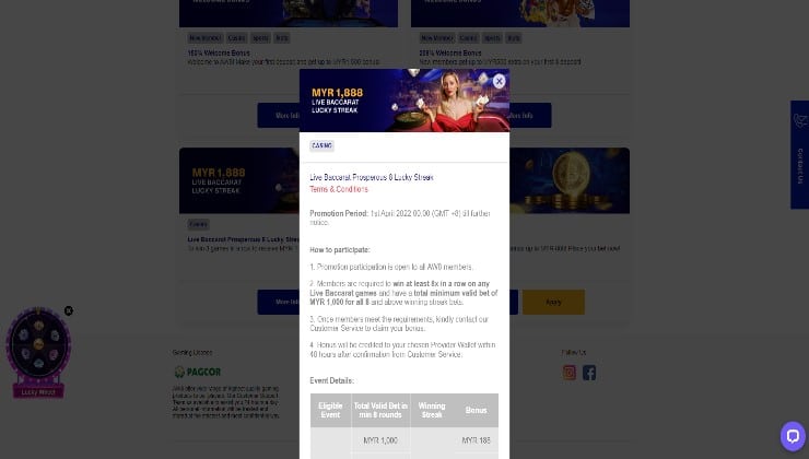The Live Baccarat offer at the casino