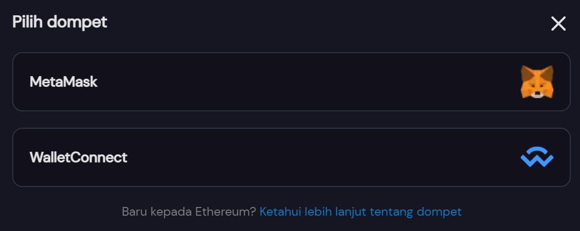 Sambungkan Wallet kepada DeFi Swap