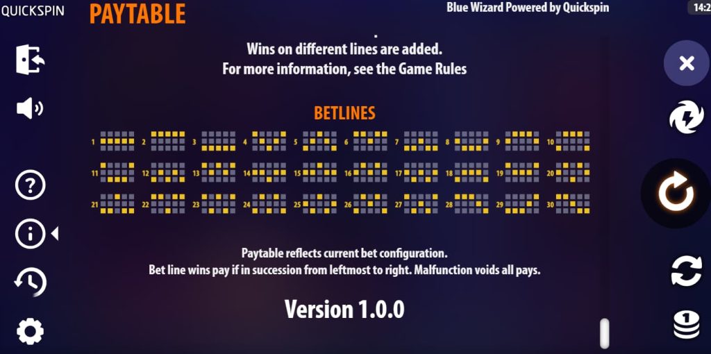 blue wizard paylines