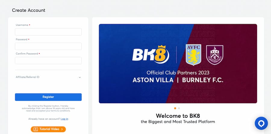 BK8 Registration Form