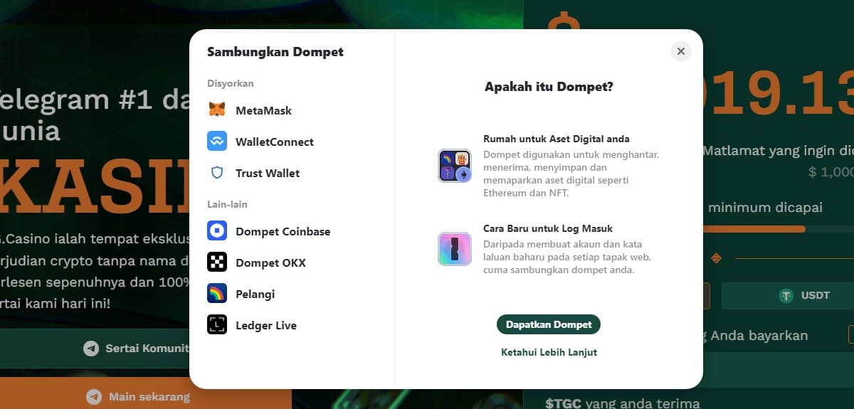 Sambung dompet-TG Casino