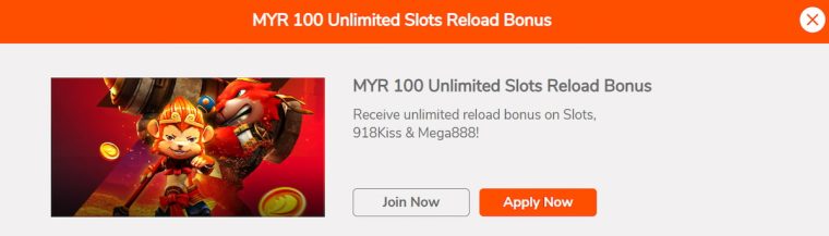 Me88 Unlimited Slots Reload Bonus