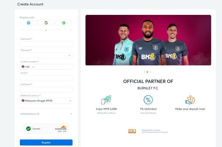 Sign Up for an Account at BK8
